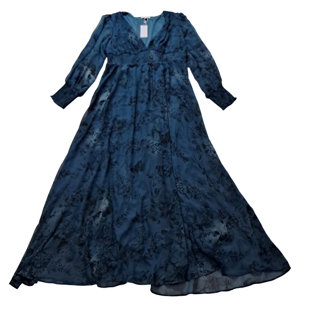 Elegant Blue Floral Maxi Dress